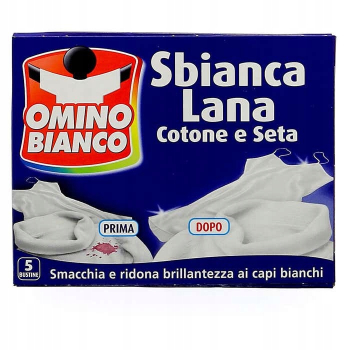 Odplamiacz w proszku do białych tkanin Saszetki Omino Bianco (5szt.)